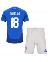 Italia Nicolo Barella #18 Hjemmedraktsett Barn EM 2024 Korte ermer (+ bukser)